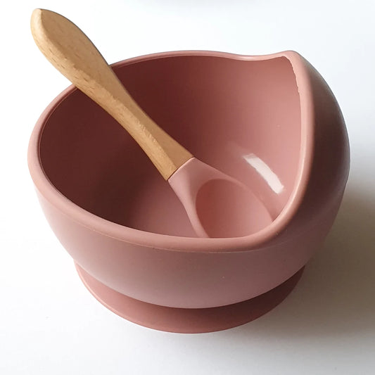 Silicone Bowl and Spoon - Rose